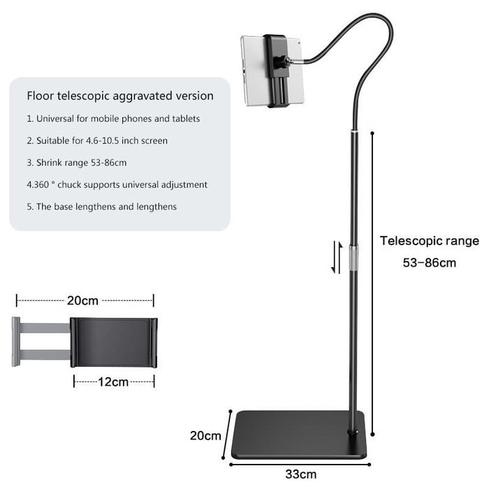 Lazypod Lantai 1.75M Phone Holder Stand Hp Holder Hp for Phone Tablet