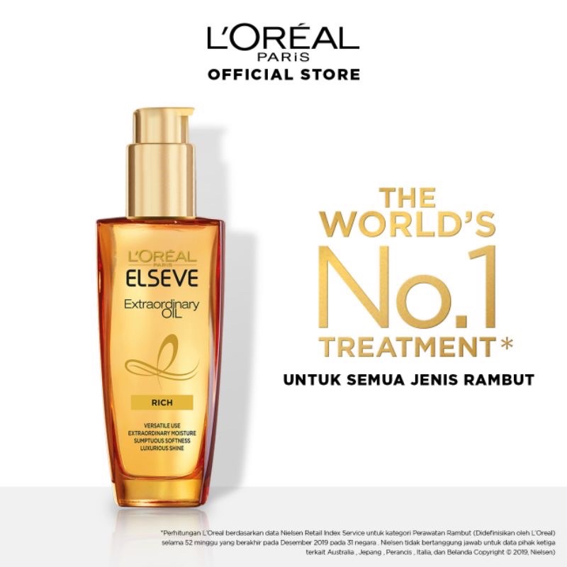 Loreal Paris Elseve Extraordinary Oil Gold Hair Treatment Serum - 100ml - Perawatan Rambut Loreal