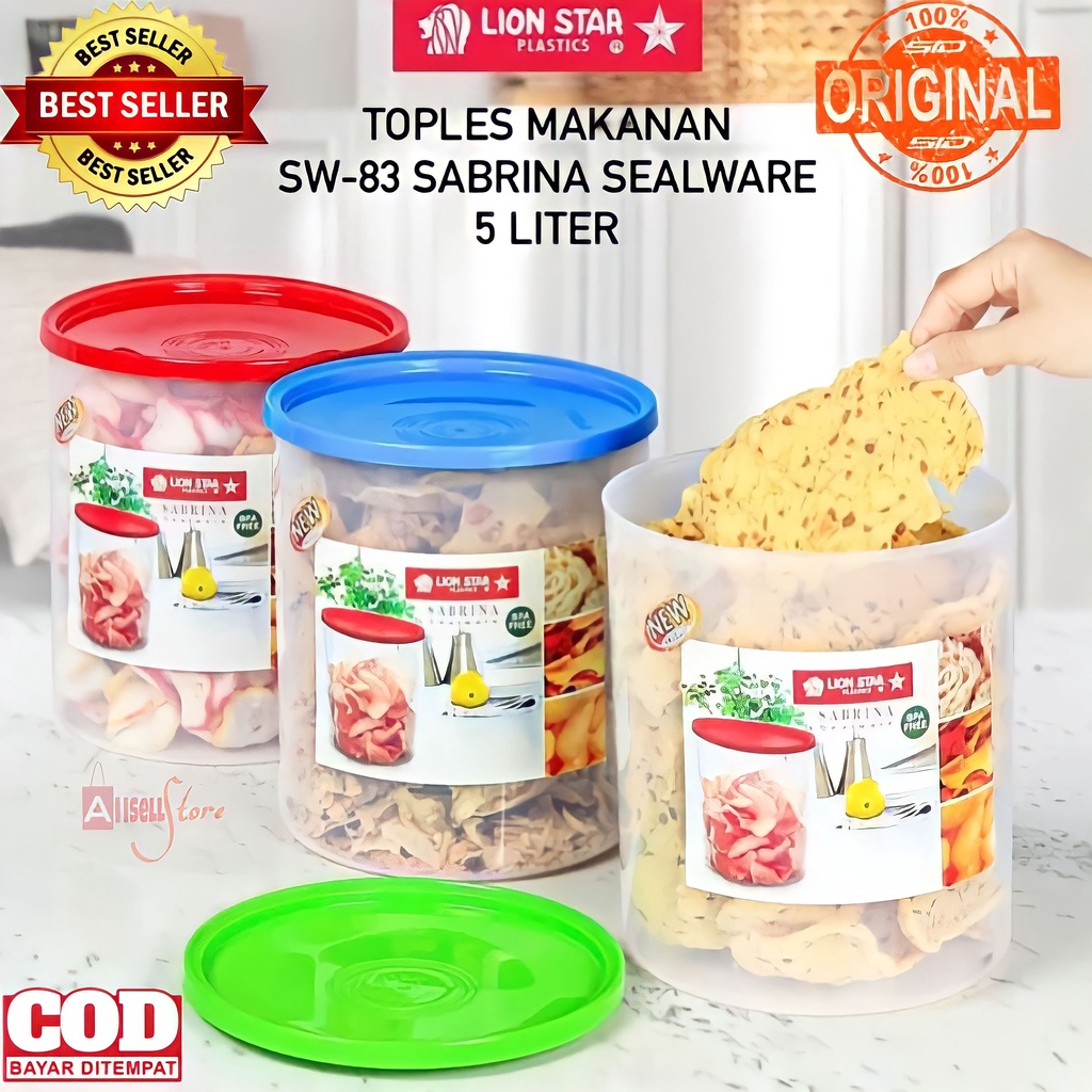 ( BISA COD ) PROMO LION STAR SW-83 SABRINA SEALWARE 5 LITER / TOPLES PLASTIK POLOS / TEMPAT CEMILAN / FOOD STORAGE / WADAH MAKANAN / TEMPAT PENYIMPANAN SNACK MAKANAN / BPA FREE / TOPLES KERUPUK