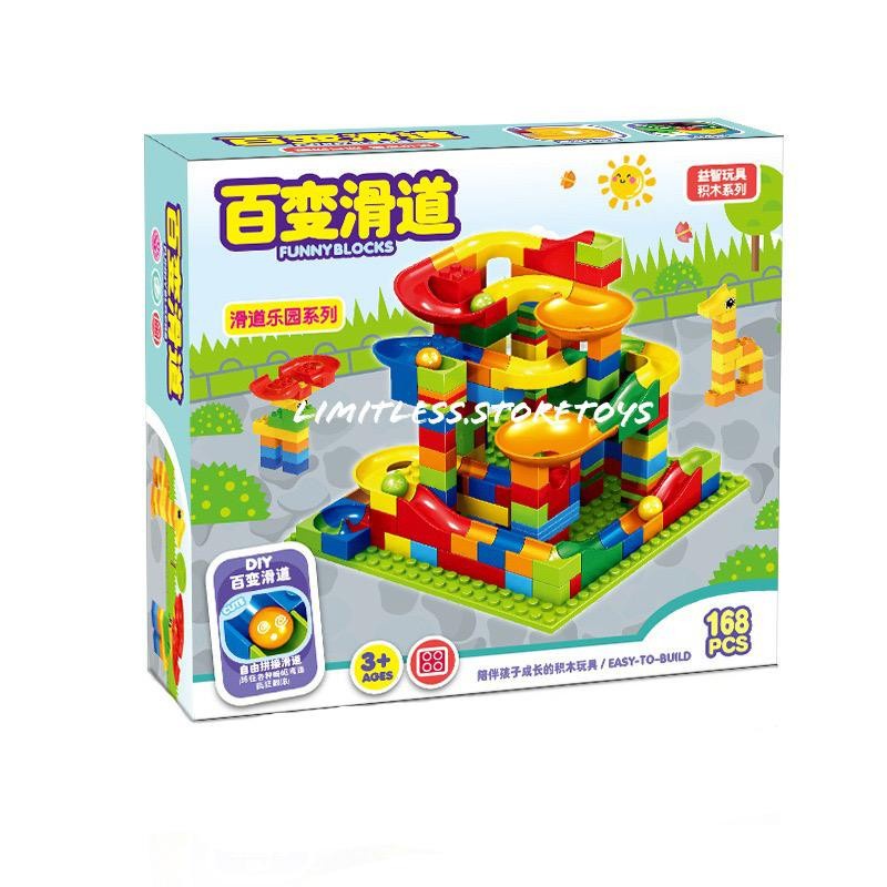 Mainan Track Building Block Slide Ball Funny Block Warna-warni