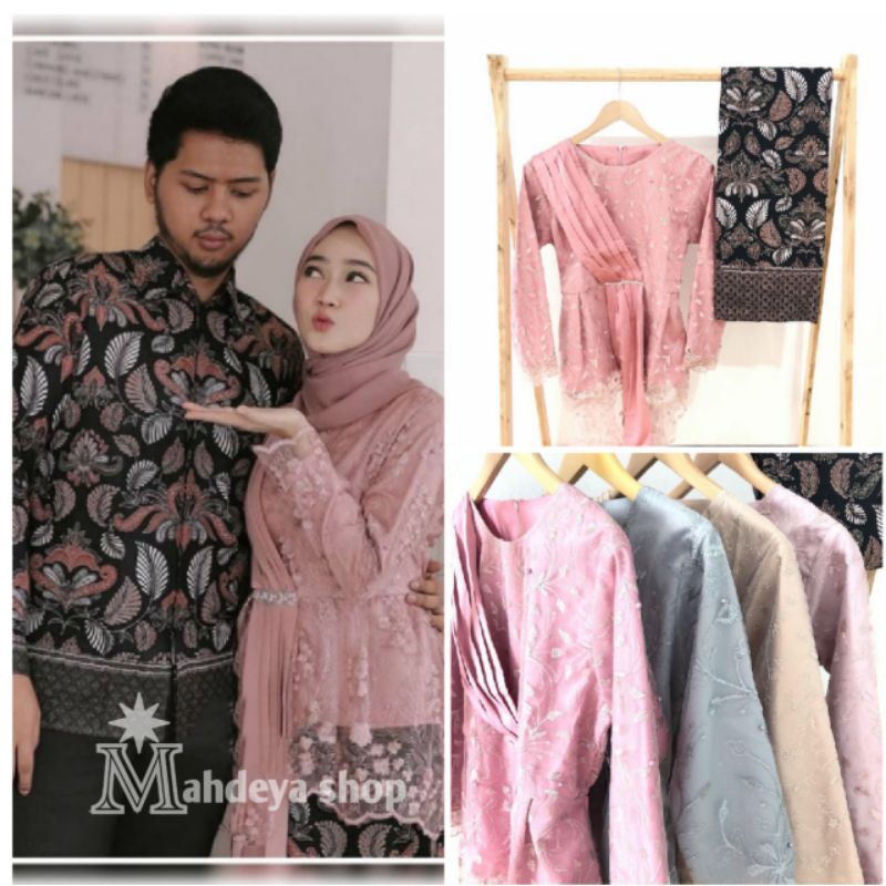 Batik Brokat Couple Kebaya Jumbo Modern, Kebaya Tunangan Sarimbit Kondangan, Kebaya Wisuda Amalia