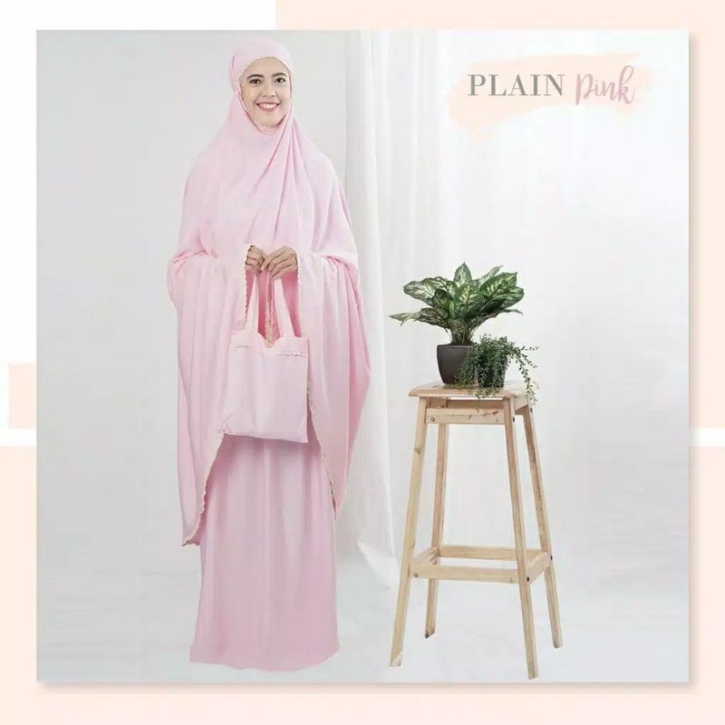 Mukena Tazbiya Jumbo Dewasa Plain Series Mocca/Army/Pink/Dark Grey/Dusty Pink