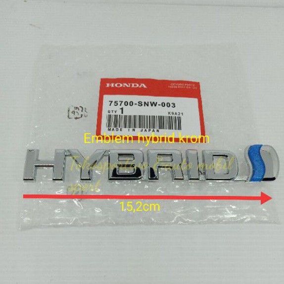 Emblem Logo stiker Lambang huruf Tulisan HYBRID krom mdl ori Emblem hybird krom