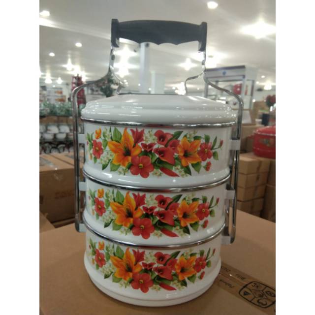 Maspion Rantang Enamel 14 cm dan 16 cm susun 2 3 dan 4 layer Food Carrier Panda Maspion  GAMBAR RANDOM SESUAI STOK