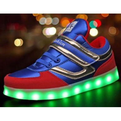 Sepatu Led Charging | Sepatu Metalic USB Charging Led Blue &amp; Red