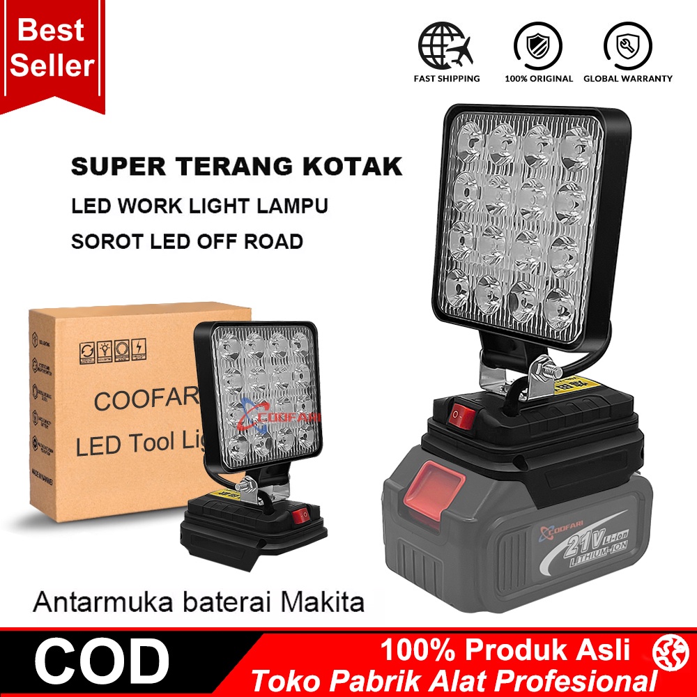 COOFARI LED lampu cordless Antarmuka baterai Makita LED work light LAMPU SOROT LED bisa COD