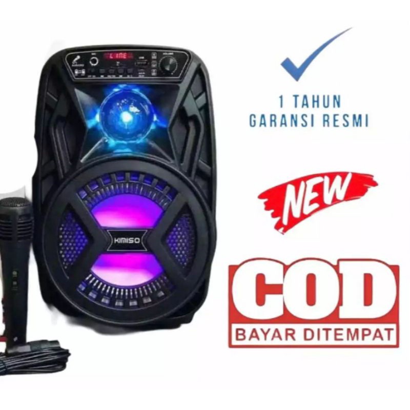 Speaker Bluetooth Karaoke Portable KIMISO QS 3603 + Free Mic Ukuran 6'5"