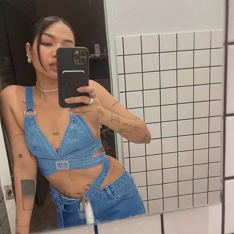 [✅BISA COD] #Sisjuly# Gaya Eropa dan Amerika2022Musim Semi dan Musim Panas Baru Wanita Street Hipster Warna Solid Olahraga