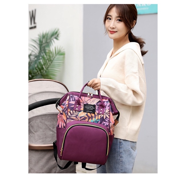 TAS BAYI 6007 - Tas Bayi LTS DAUN Tas Bayi Multifungsi Perlengkapan Popok Diaper Bag Ransel Backpack - H1
