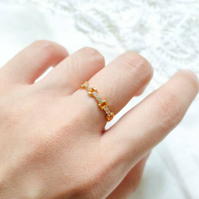 Terlaris Terbaru Cincin wanita model pandora kotak elegant emas asli Keren