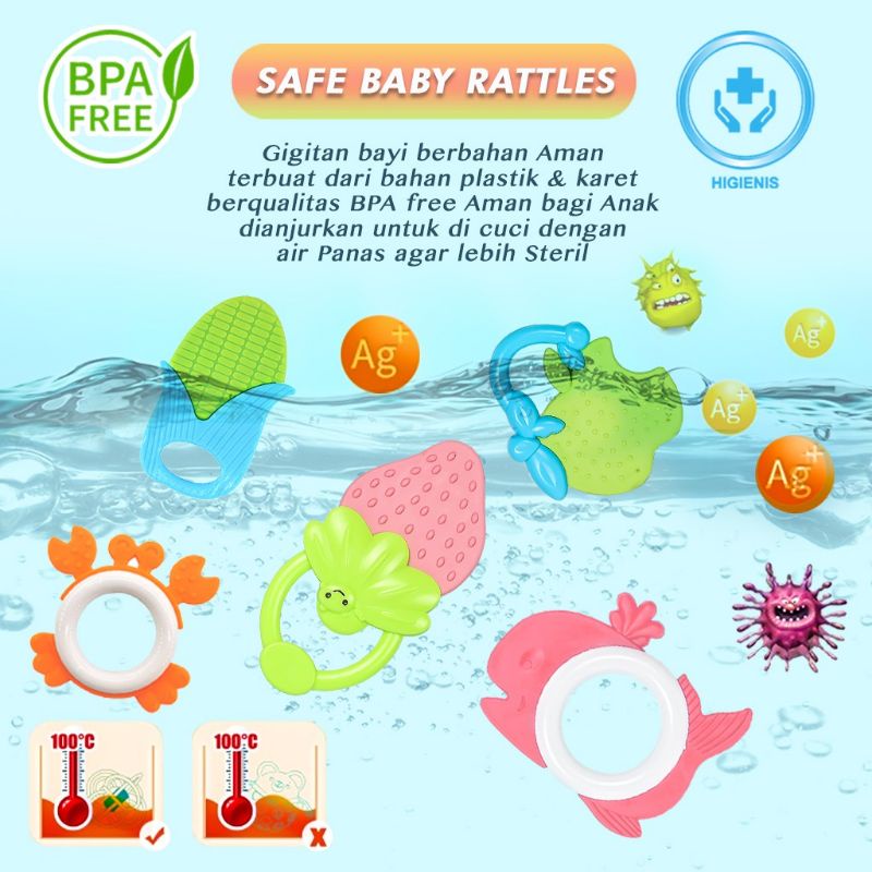 Hemat Mainan Bayi Teether Rattle Set Lucu Baby Play set