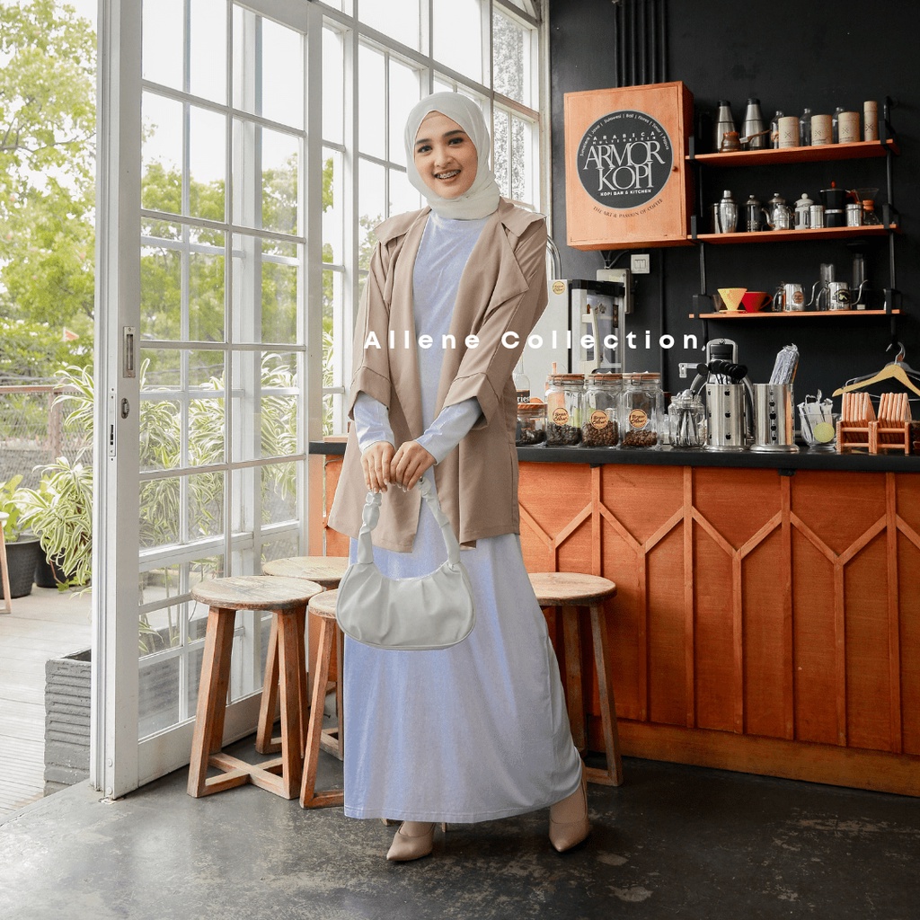 Manset Gamis Jumbo Dress Inner Kaos Rayon Premium Lengan Panjang Polos Putih Hitam