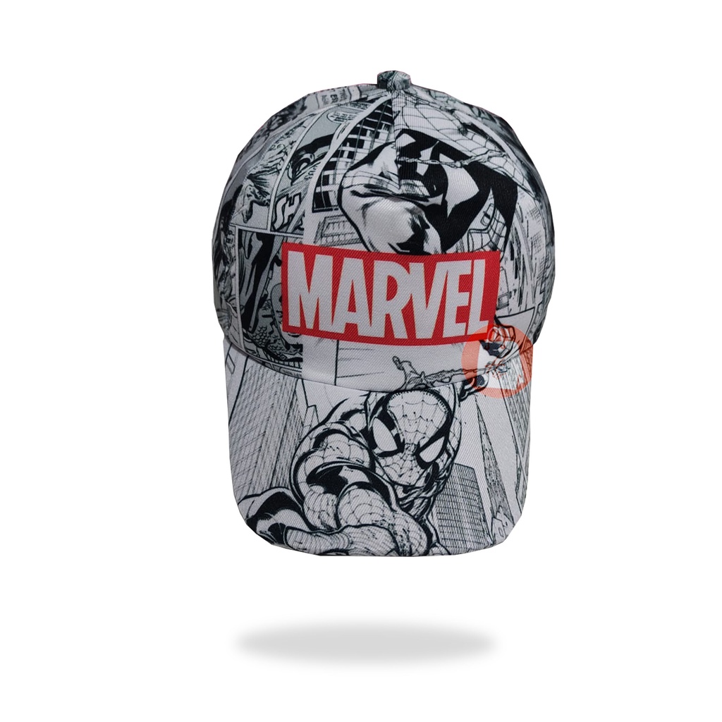 Topi anak sablon sublim karakter free fire,Ml,Batman,marvel / Topi Sublim karakter anak-Marvel