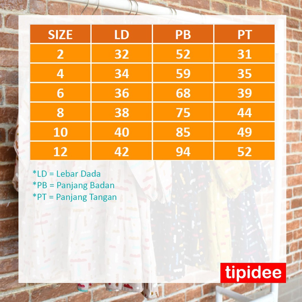 TIPIDEE - Dress Tunik Anak Katun Jepang 2-12 Tahun