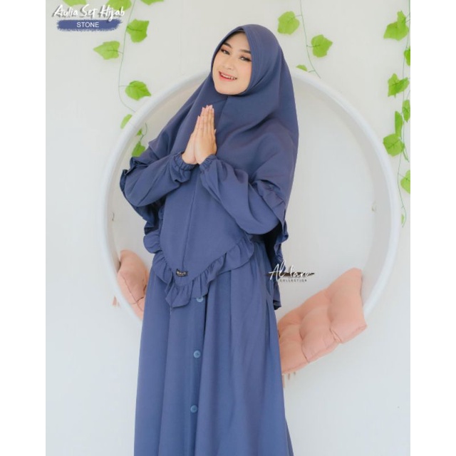Aulia set hijab Alfaro / gamis itycrep. / gamis polos / gamis gemoy