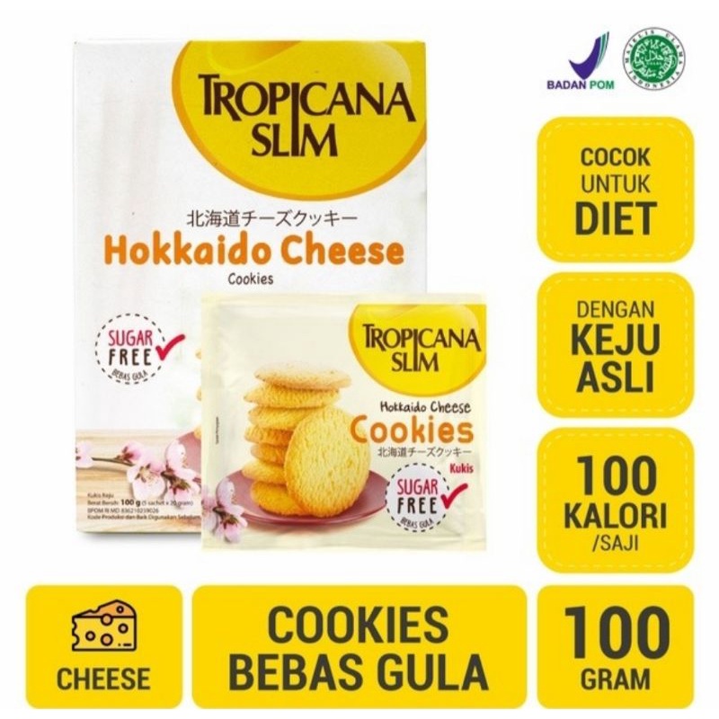 

Tropicana Slim Hokkaido Cheese Cookies 100gr Cemilan Bebas Gula Halal