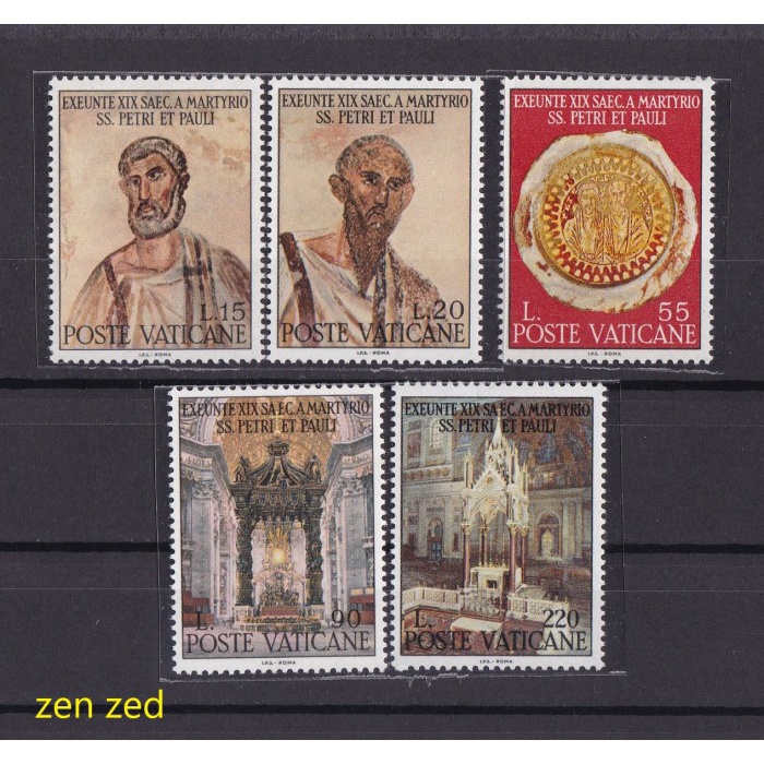 

0413 Perangko Vatican City 1967 Peter and Paul 5v Mnh