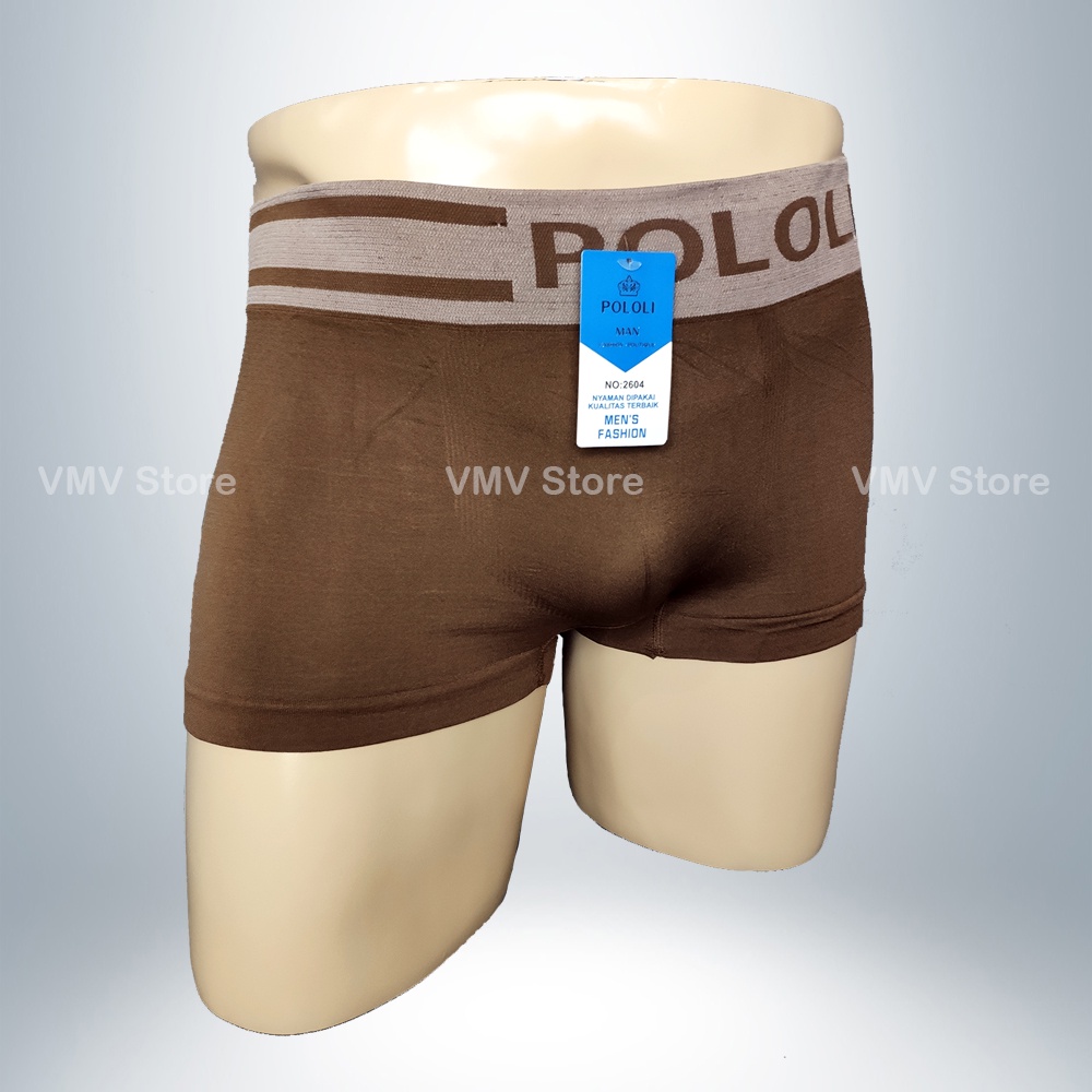 Celana Dalam Boxer Pria Seamless Adem Pololi 2604 CD Laki Laki Bahan Rajut Elastis Sporty Branded Or