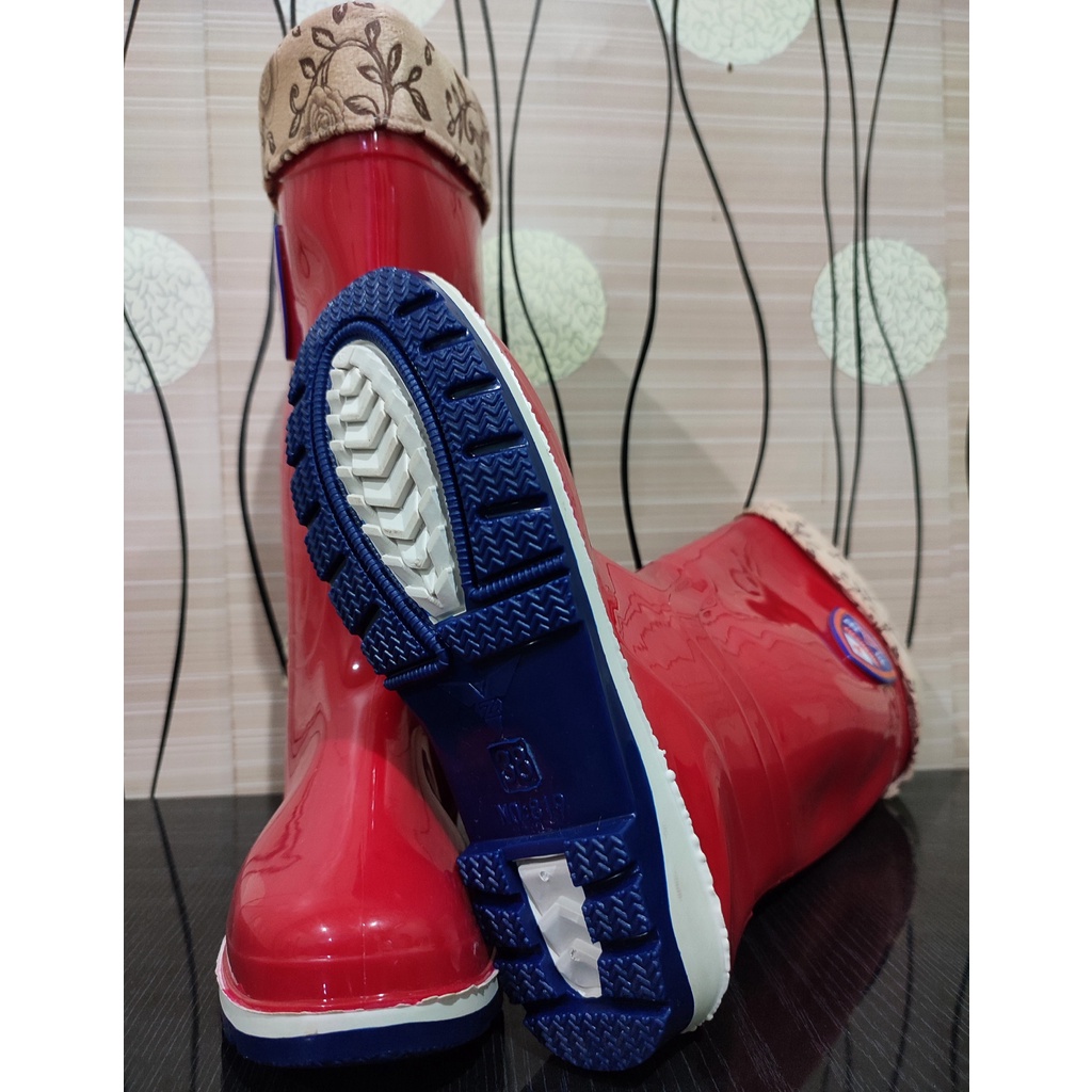 SEPATU BOOT KARET PENDEK WANITA 33cm DILENGKAPI KAUS KAKI SEPATU KARET ANKLE BOOTS PENDEK