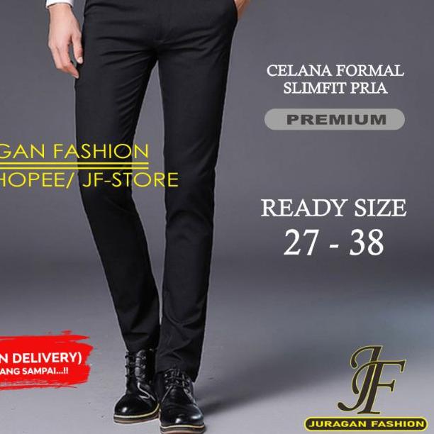 ● Zuiter CELANA BAHAN KERJA FORMAL KANTOR PANJANG HITAM DASAR PRIA SLIMFIT ➽