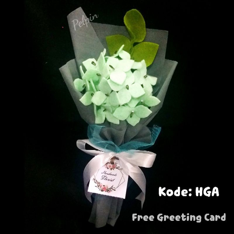 buket bunga hydrangea + kartu ucapan buket bunga hadiah medium HGA bouquet flowers besar / medium