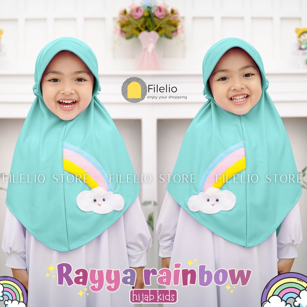 Kerudung Instan Anak TK Rayya Rainbow / Hijab Anak TK Kekinian / Hijab Anak TK Tali Karet / Jilbab Anak Karakter / Jilbab Anak Perempuan / Jilbab Anak Jersey / Kerudung Anak TK / Bergo Anak Jersey / Bergo Anak TK