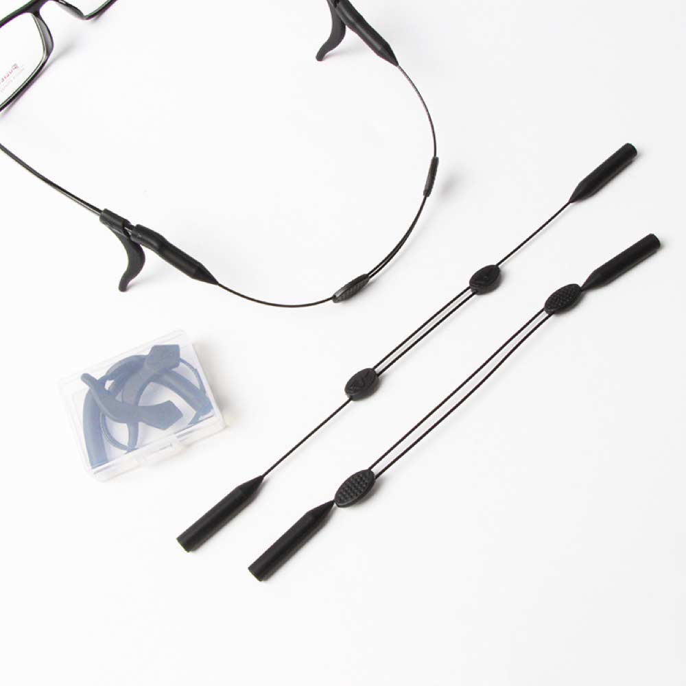 1 Pasang Tali Hitam Pengait Kacamata Silikon Dewasa dan Anak anak - Anti Slip - Earhook Silicone - Penahan Hijab Style - TL8090 ( Group )