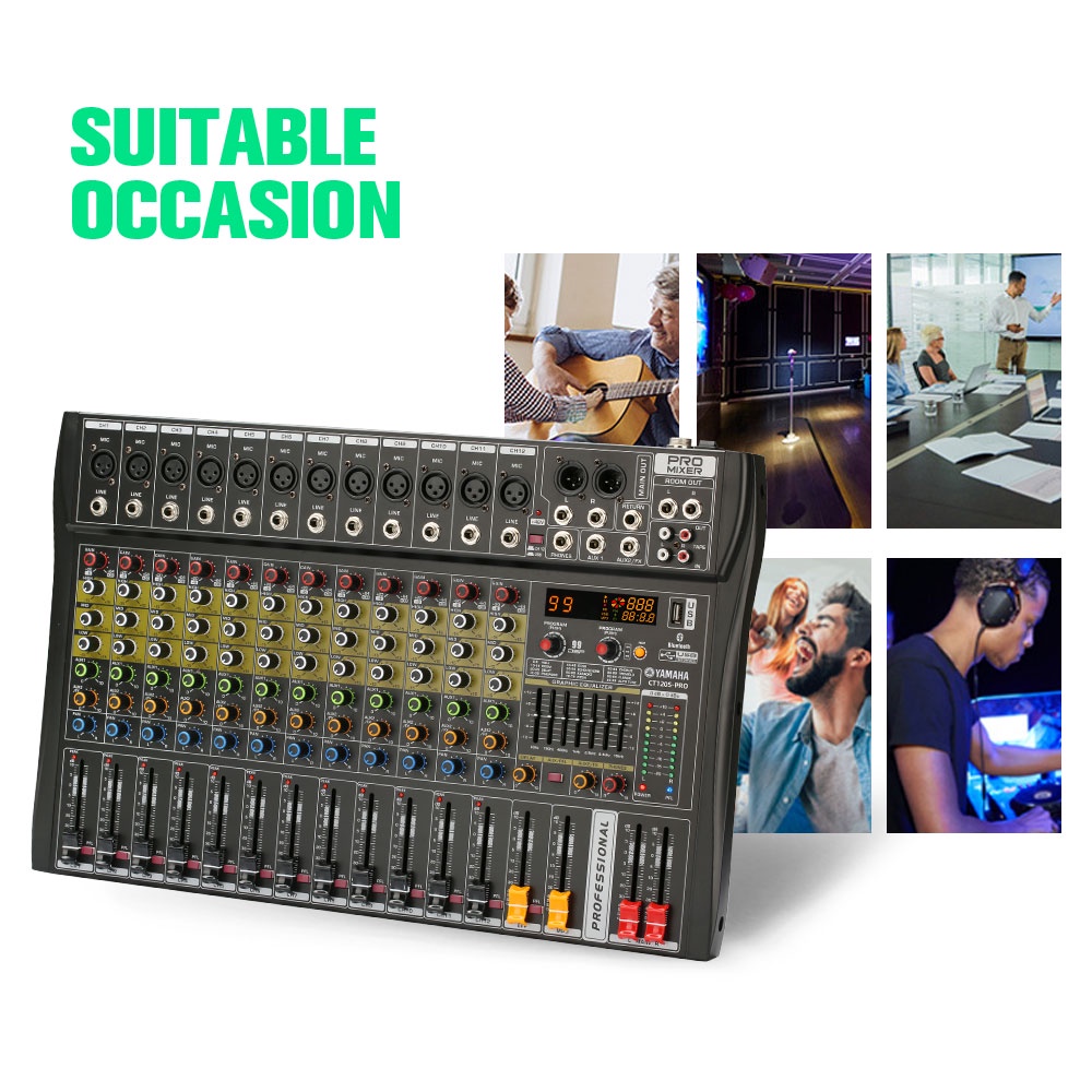 Mixer Audio Profesional  CT60S-PRO/CT80S-PRO/CT120S-PRO 6/8/12 saluran DSP99 bawaan equalizer 2-lapisan EQ 7-band yang dapat disesuaikan Bluetooth/USB/PC/MP3 Peralatan Audio Profesional