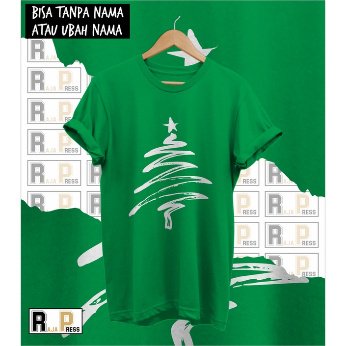 KAOS NATAL BAJU NATAL POHON NATAL SPIRAL MERRY CHRISTMAS KATUN COMBED 30S