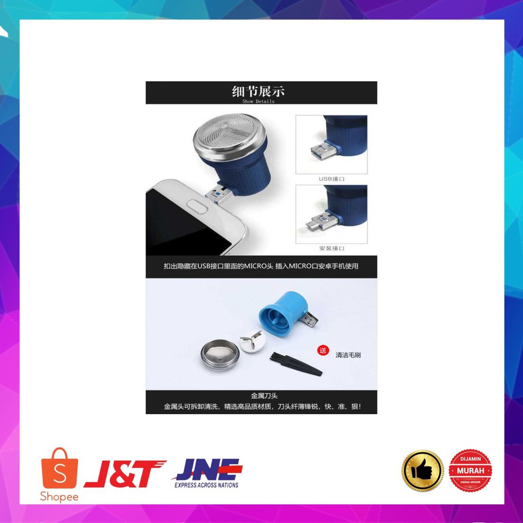 Murah Zuober Alat Cukur Jenggot Travel Portable USB Mini Trimmer