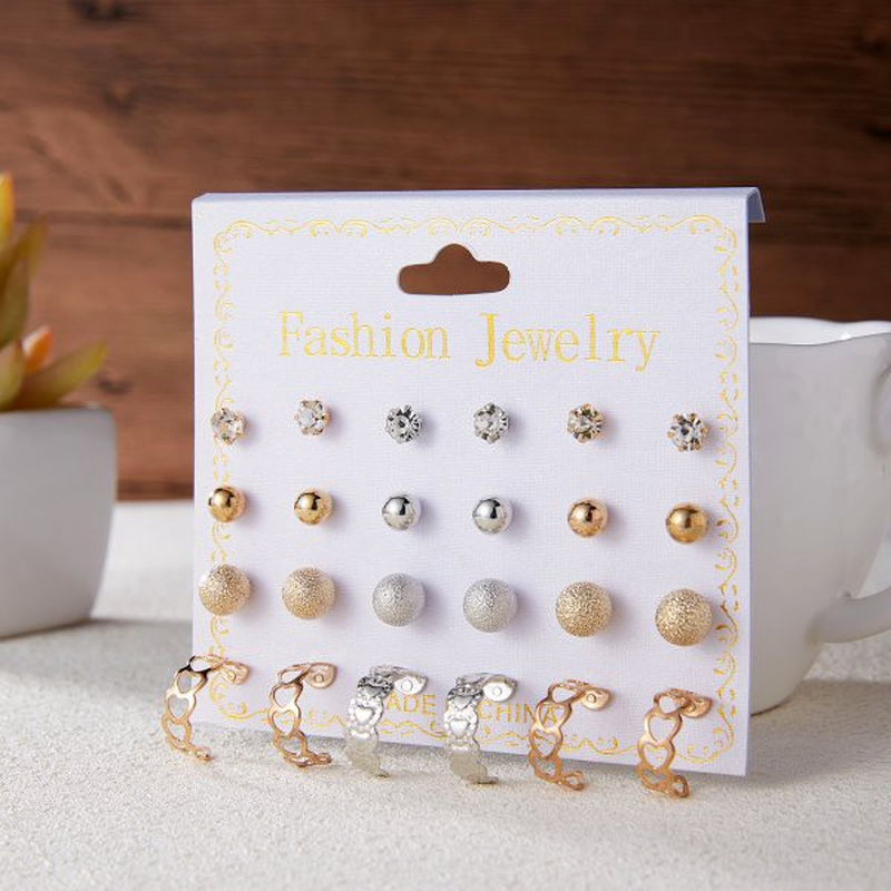 [24Pcs Set Creative Retro Zircon Pearl Sun Star Stud Earrings ] [Ladies Elegant Rhinestone Studs Earrings] [Korean INS Simple Style Bridal Wedding Party Ear Jewelry]