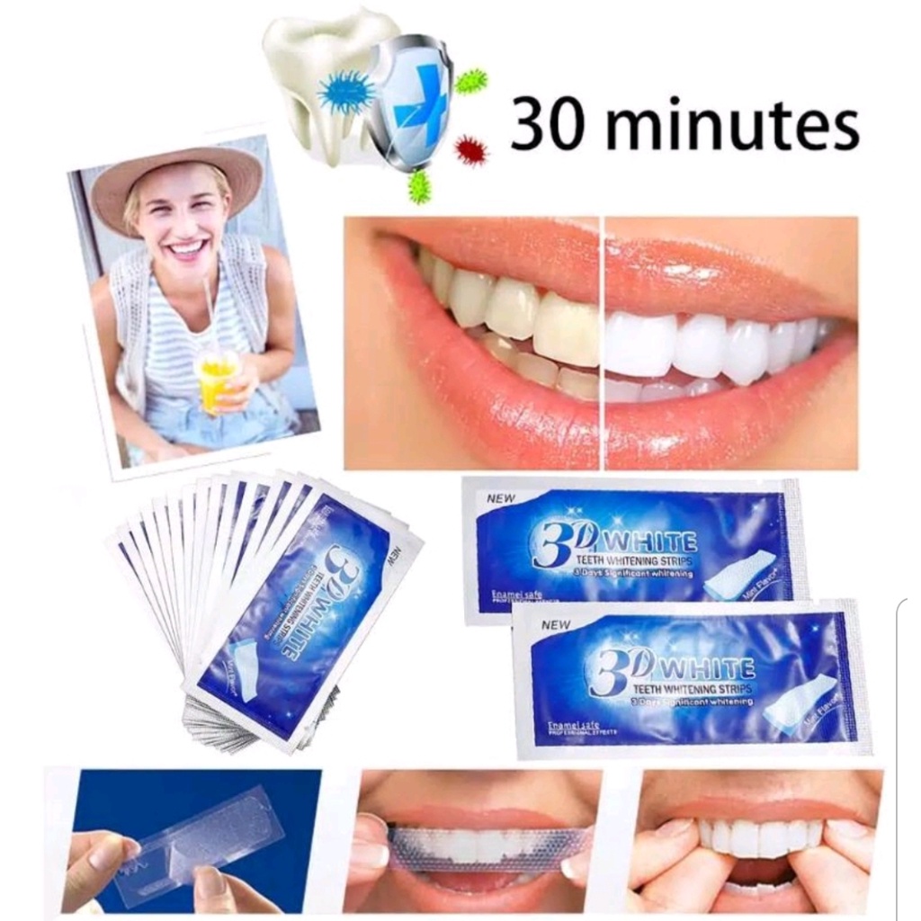 3d WHITE TEETH WHITENING STRIP / STRIP PEMUTIH GIGI ORAL B WHITE STRIP/PEMUTIH GIGI
