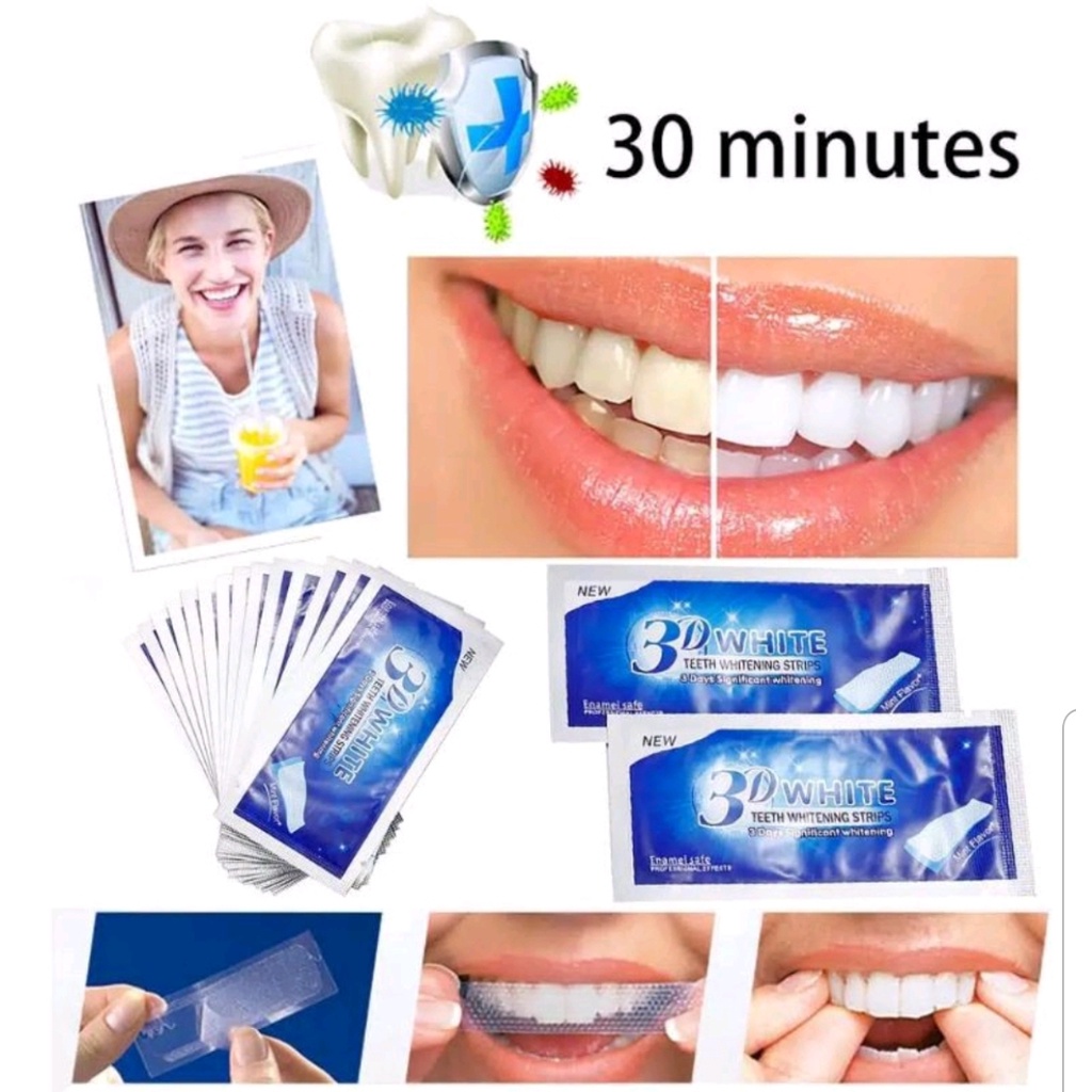 3d WHITE TEETH WHITENING STRIP / STRIP PEMUTIH GIGI ORAL B WHITE STRIP