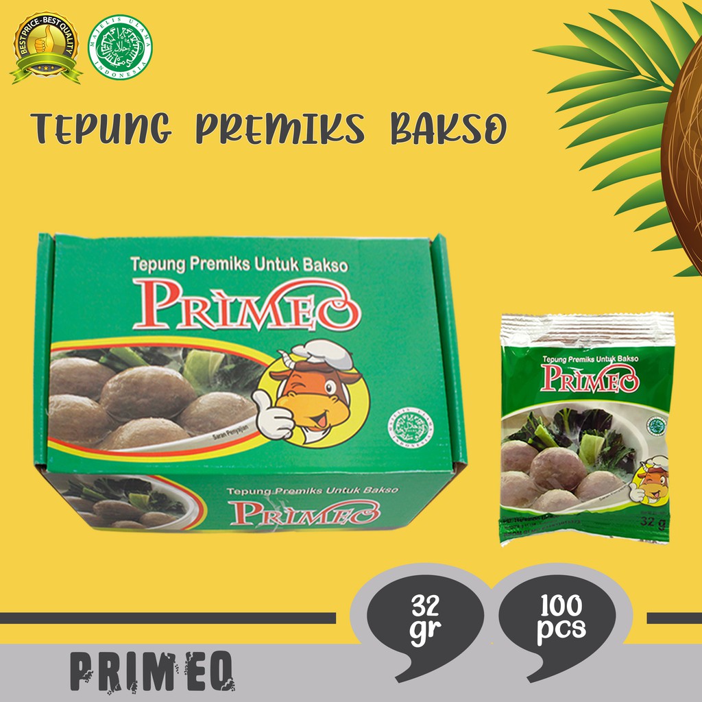 Jual Tepung Bakso Tepung Pengenyal Bakso Primeo 32 Gr Isi 100 Pcs