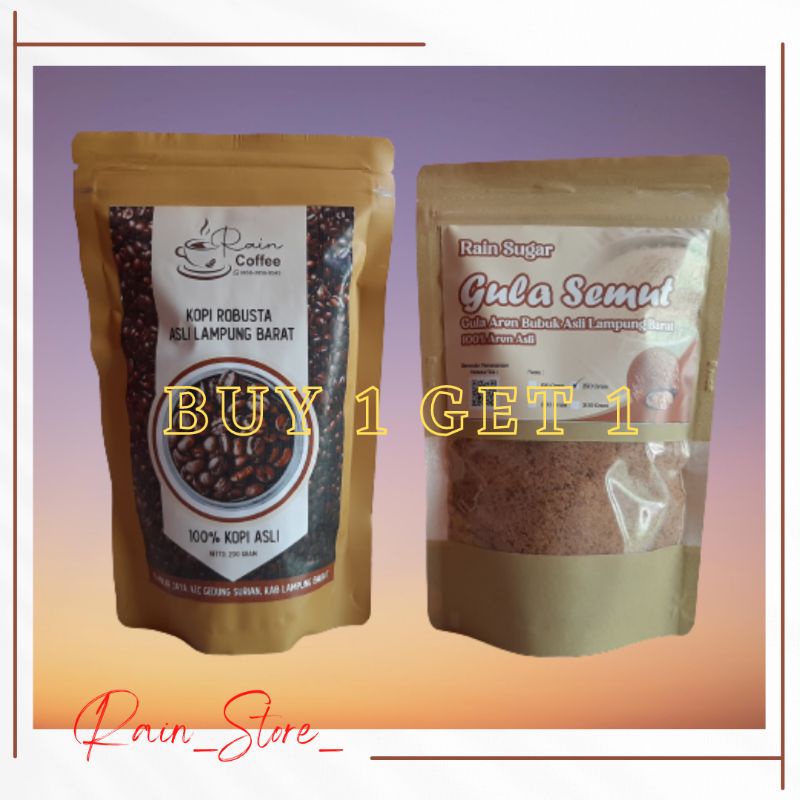 (BUY 1 GET 1) Kopi Robusta Petik Merah Lampung + Gula Semut Aren Asli Lampung Barat 100% Kopi Asli d