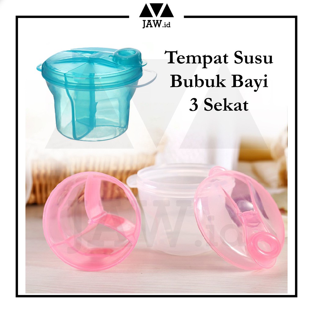 Tempat Susu Bubuk Bayi 3 Sekat / Kotak Penyimpanan Susu Travelling