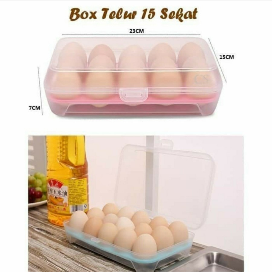 Tempat Penyimpan Telur Box Telur Storage 15 Lubang Kotak Simpan Telur  - White_Cell