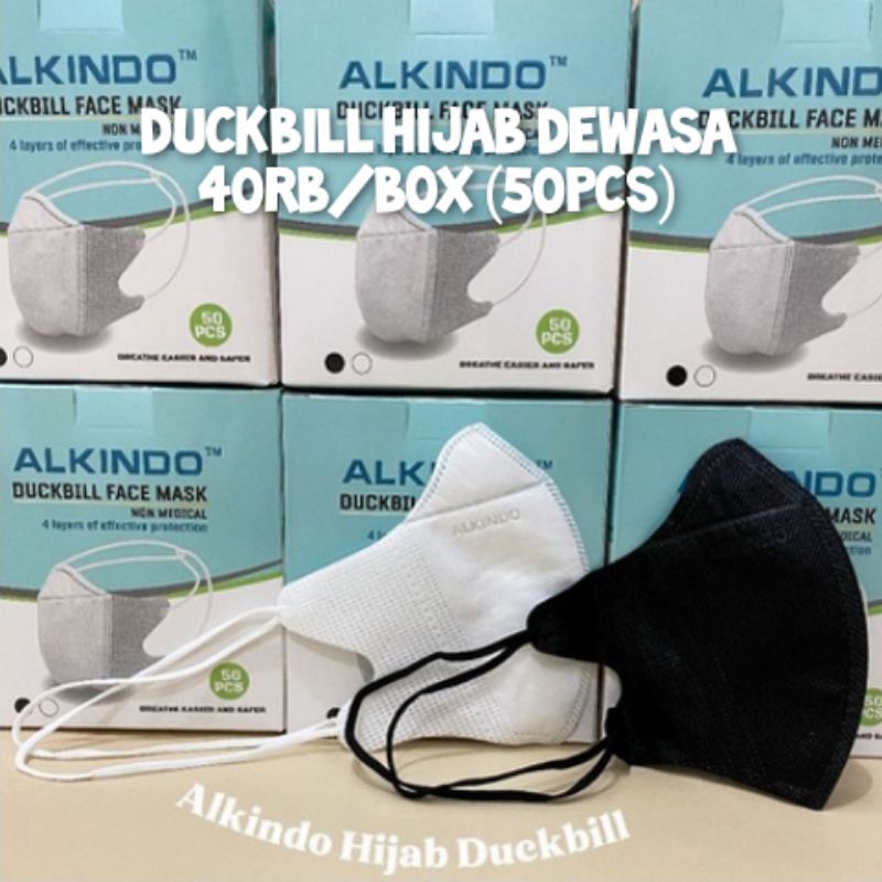 masker duckbill headloop/hijab alkindo