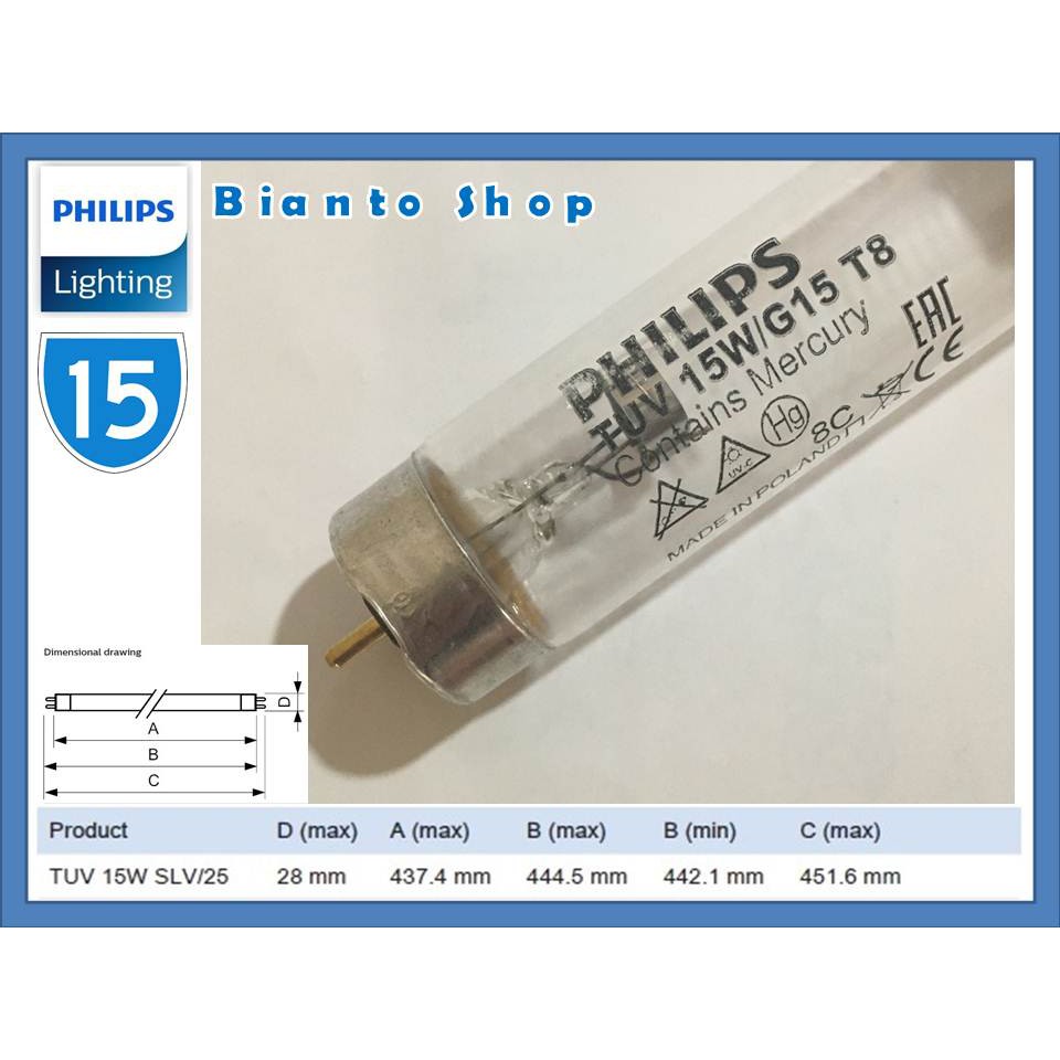 Lampu Sterilisasi Ruangan PHILIPS Ultraviolet Germecidal Lamp Type UVC - 15W [ REFILL ]