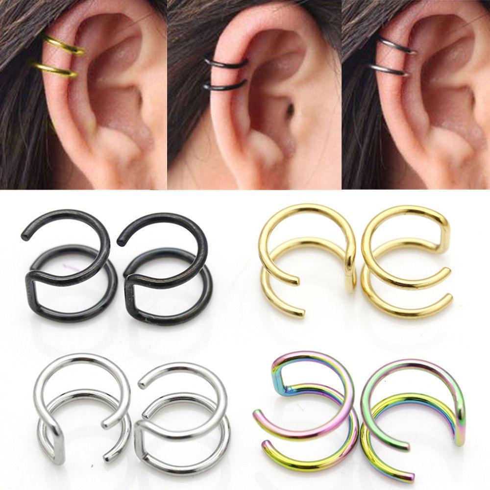 Nanas 2PCs Cuff Earrings Hadiah Pesta Punk Tanpa Tindik