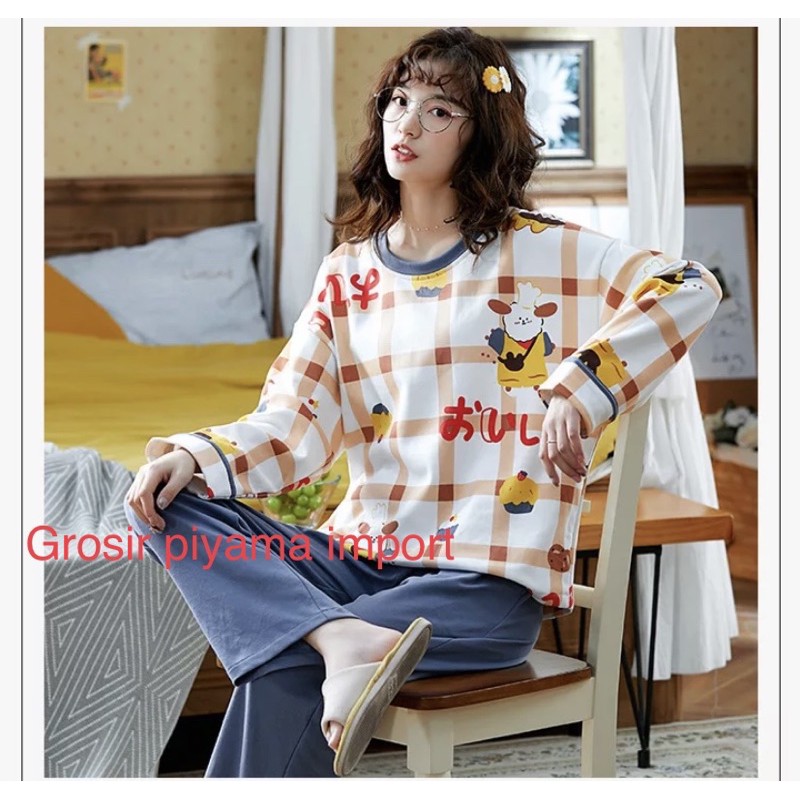 piyama set lengan panjang piyama kaos import piyama wanita grosir piyama import