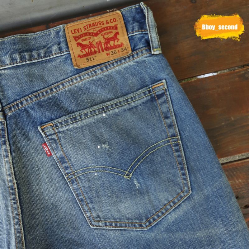 Levis 511 Jeans Made In Bangladesh Slimfit Straight Blue Wash Ripped