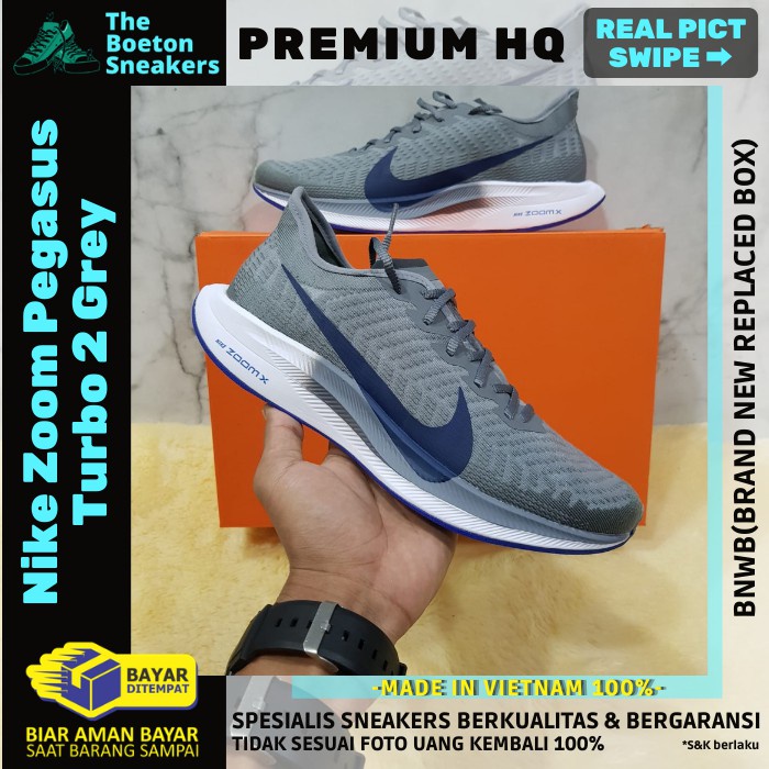 SEPATU RUNNING PRIA NIKE ZOOM PEGASUS TURBO 2 GREY FOR MEN PREMIUM ORIGINAL QUALITY