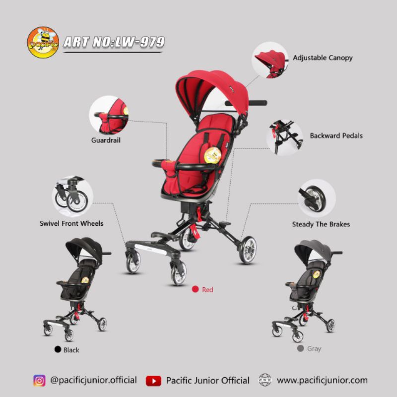 Magic Stroller Pacific Beban Max 30 kg Bisa Dilipat Lw979