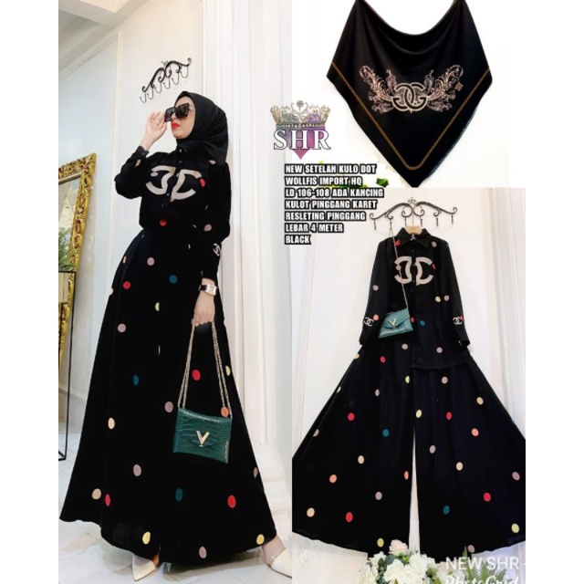 READYNEW SETCEL KULOT POLKADOT BAHAN IMPORT WOLLFIS LD 106-108 ORI  SHR % 100