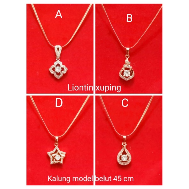 NK695. Kalung xuping wanita lapis emas dgn mata zircon ukuran 45 cm model belut