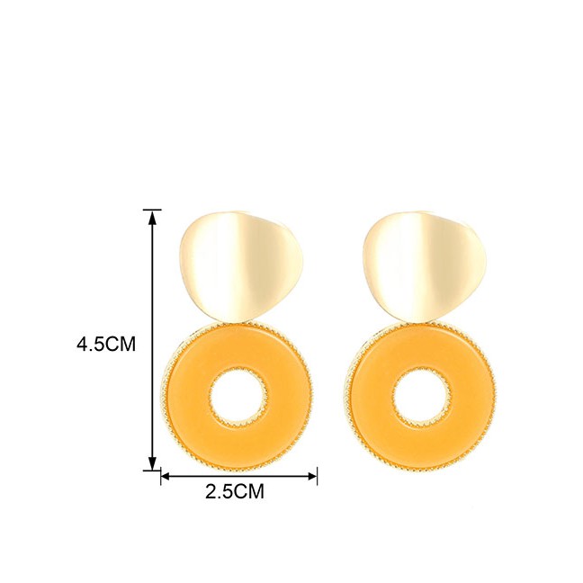 LRC Anting Tusuk Fashion Alloy Circle Acrylic Earrings F58347