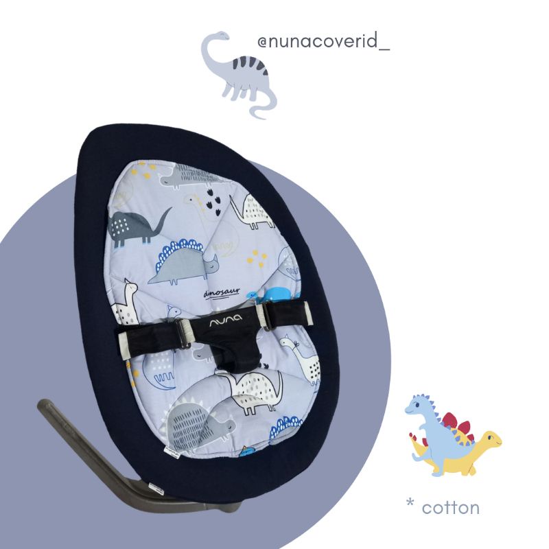 Nunacoverid_ Cover Sarung Alas Dan Permanent Insert Pad / Pad Pengganti Nunaleaf Motif Blue Dino