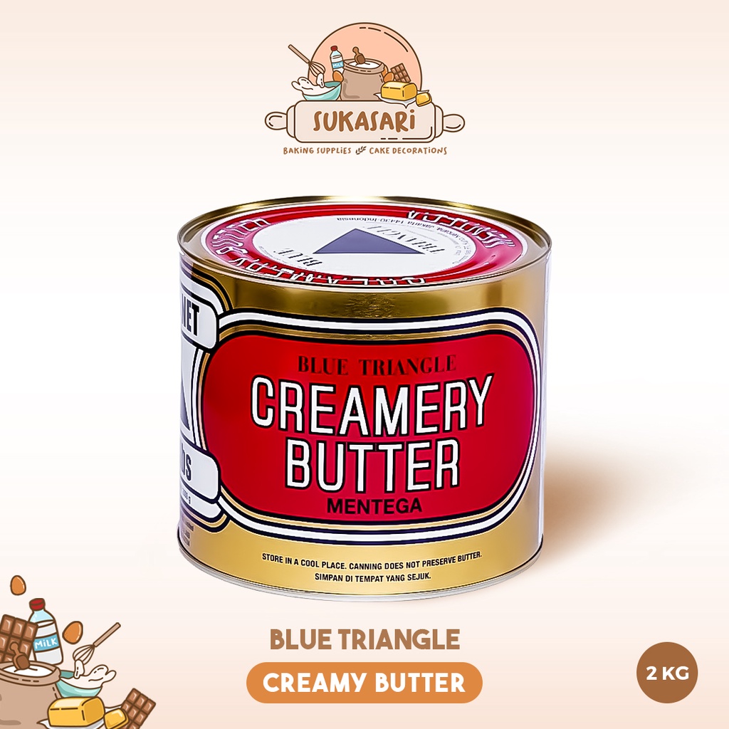 

Creamery Butter - Blue Triangle / 2 kg -/ Mentega Segitiga Biru / Halal