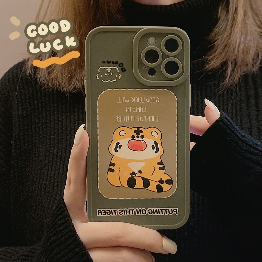 IPHONE Kartun Lucu Harimau Beruntung Penuh Pelindung Lembut Silikon Ponsel Case Cover Untuk Iphone7 8 PLUS X XR XS 11 12 13 14 MINI PRO MAX SE 2020